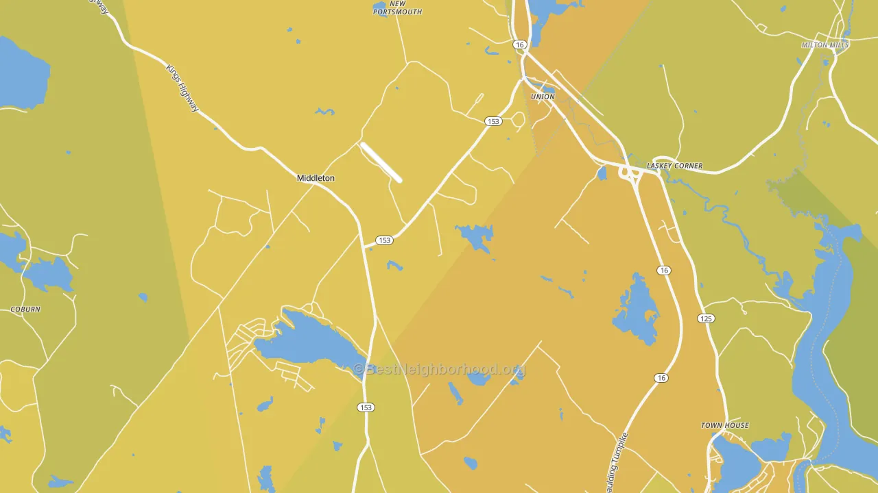 Map of the best neighborhoods in the Union area, with better matches in green and worse matches in red