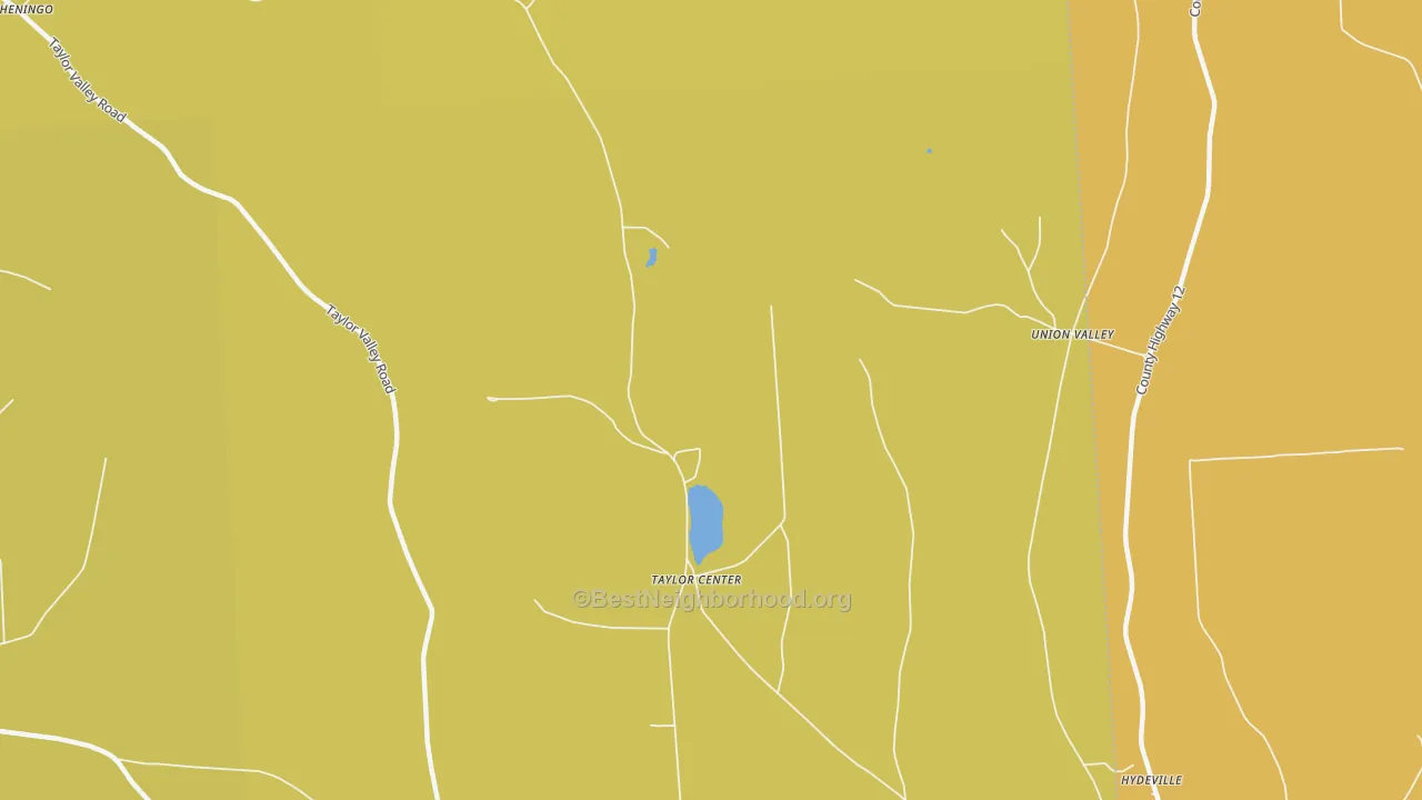 Map of the best neighborhoods in the Union Valley area, with better matches in green and worse matches in red