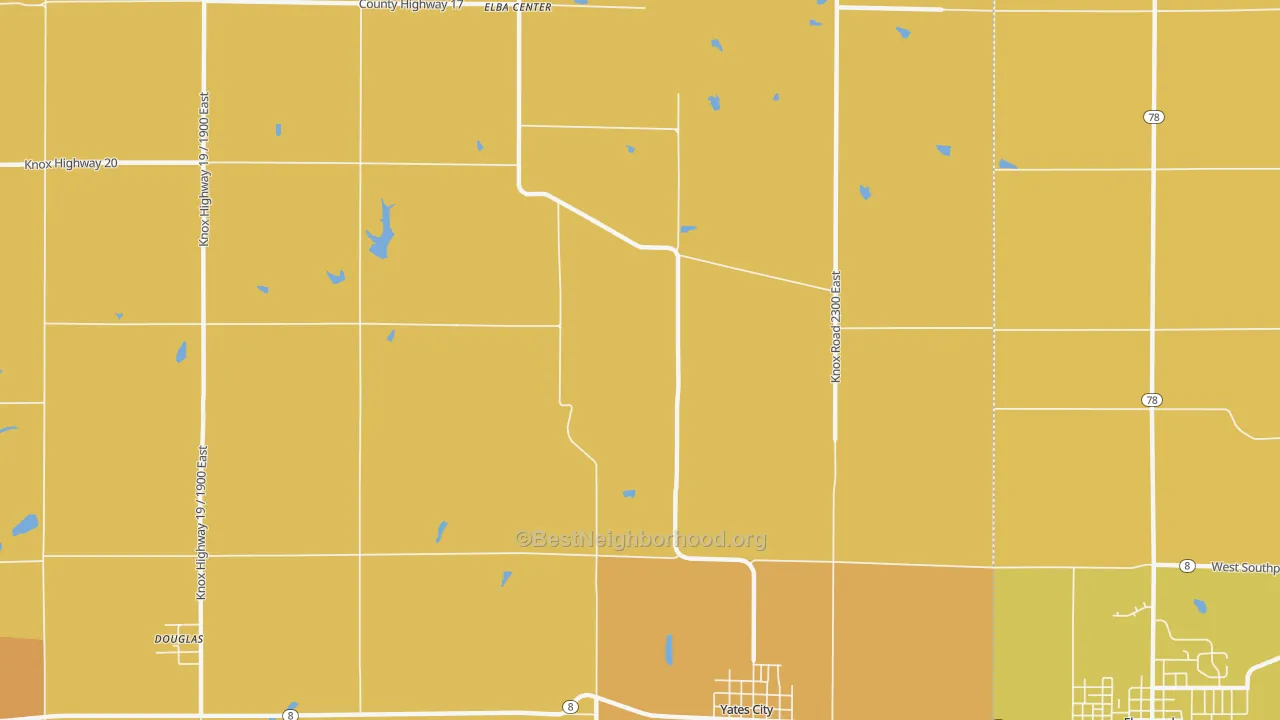 Map of the best neighborhoods in the Uniontown area, with better matches in green and worse matches in red
