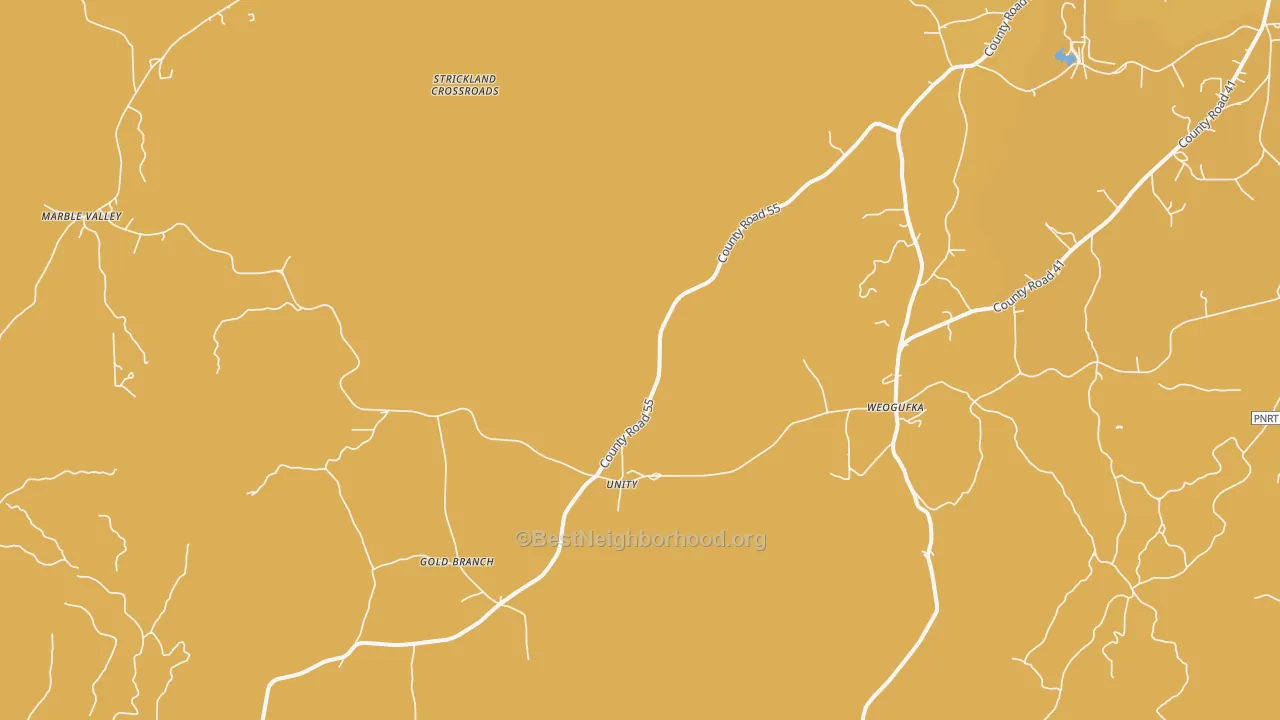 Map of the best neighborhoods in the Unity area, with better matches in green and worse matches in red