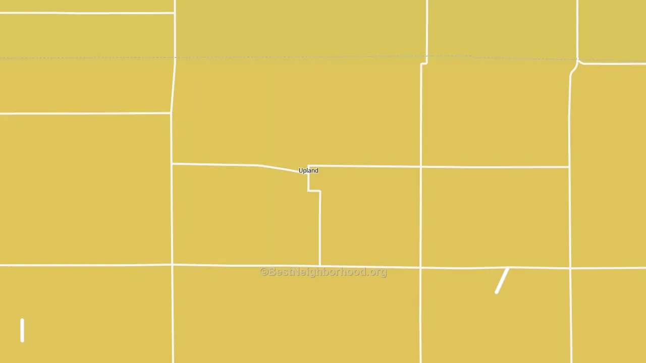 Map of the best neighborhoods in the Upland area, with better matches in green and worse matches in red