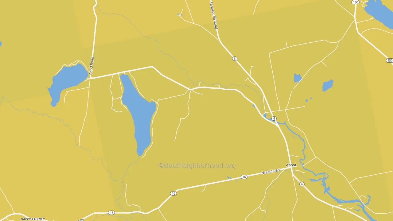 Map of the best neighborhoods in the Upper Abbot area, with better matches in green and worse matches in red