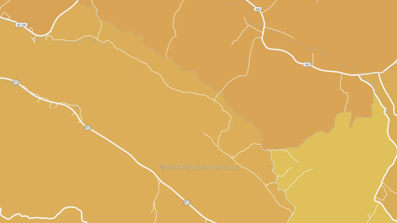 Map of the best neighborhoods in the Upper Sinking area, with better matches in green and worse matches in red