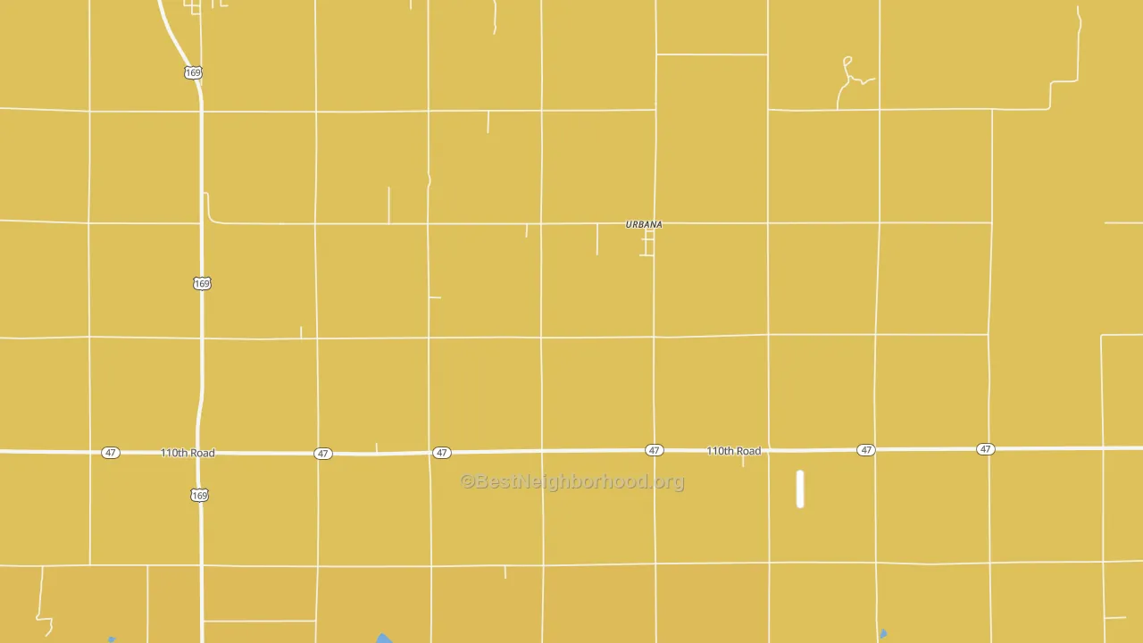 Map of the best neighborhoods in the Urbana area, with better matches in green and worse matches in red