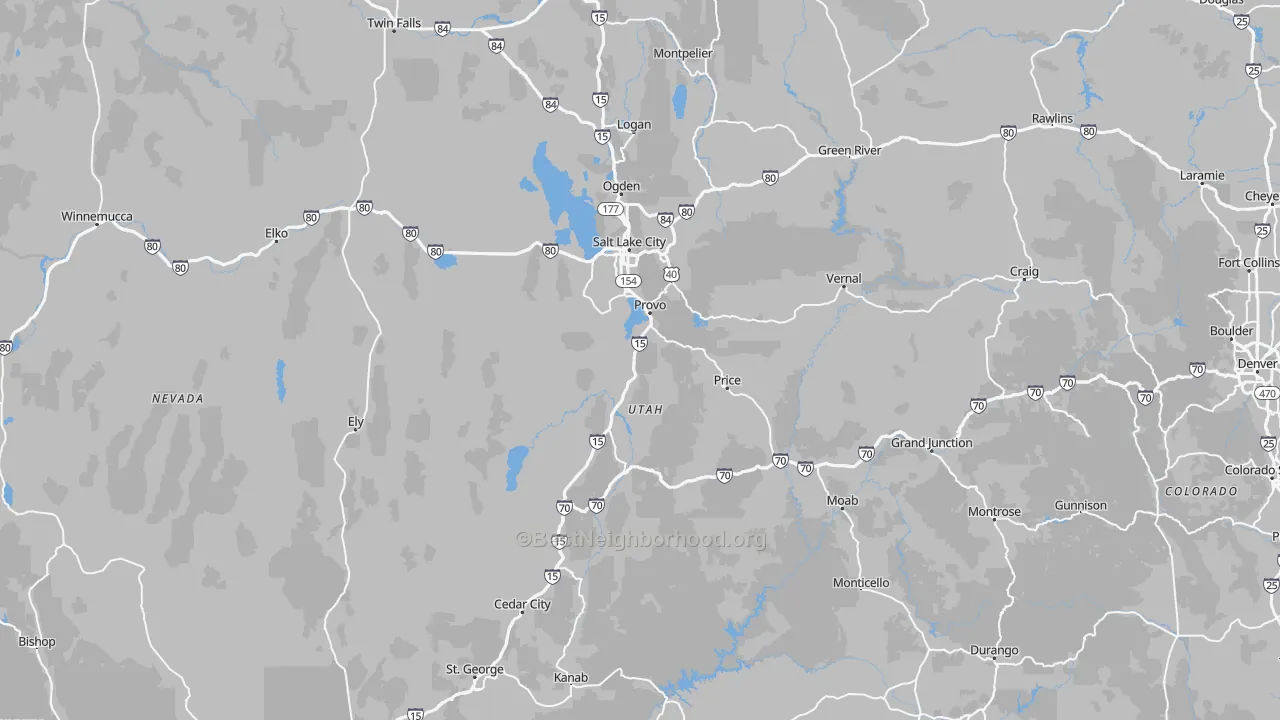 Map of the best neighborhoods in the Utah area, with better matches in green and worse matches in red