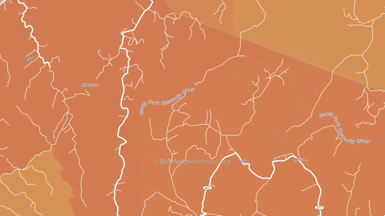 Map of the best neighborhoods in the Vada area, with better matches in green and worse matches in red