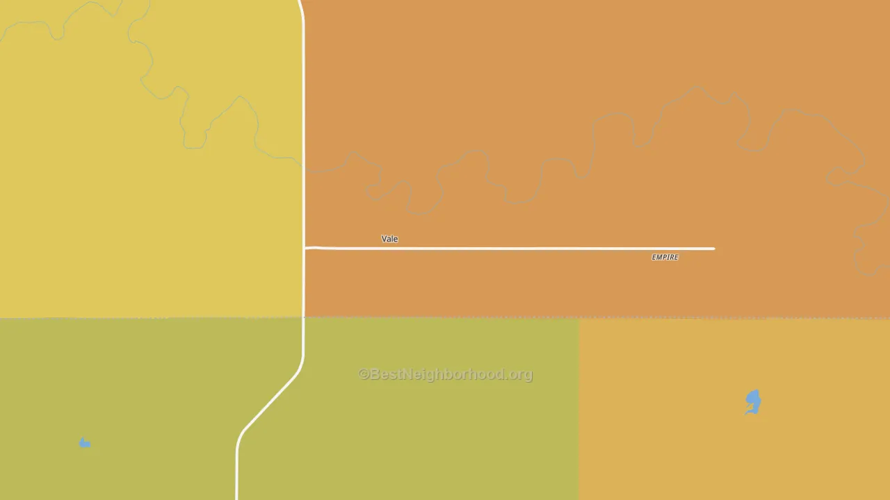 Map of the best neighborhoods in the Vale area, with better matches in green and worse matches in red