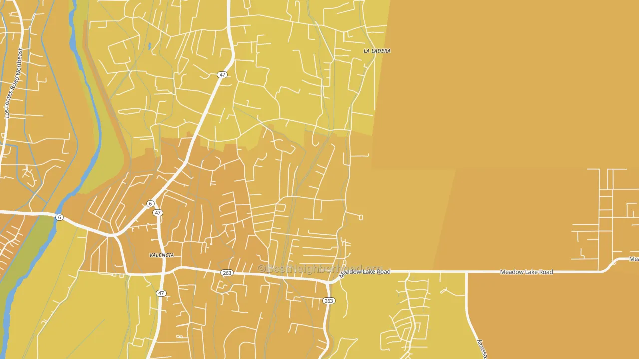 Map of the best neighborhoods in the Valencia area, with better matches in green and worse matches in red