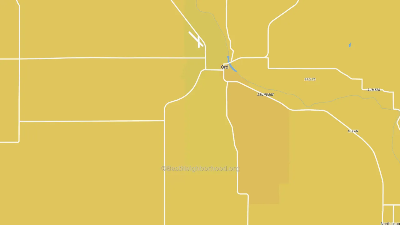 Map of the best neighborhoods in the Valley County area, with better matches in green and worse matches in red