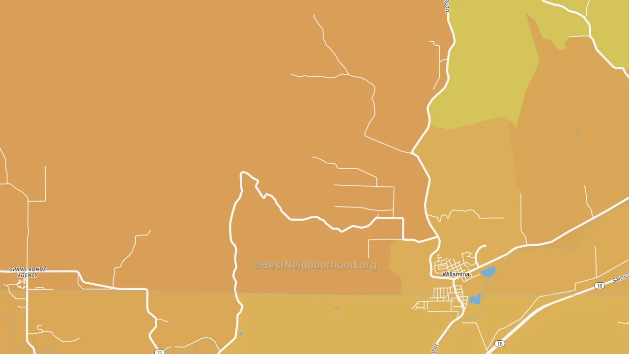 Map of the best neighborhoods in the Valley Junction area, with better matches in green and worse matches in red
