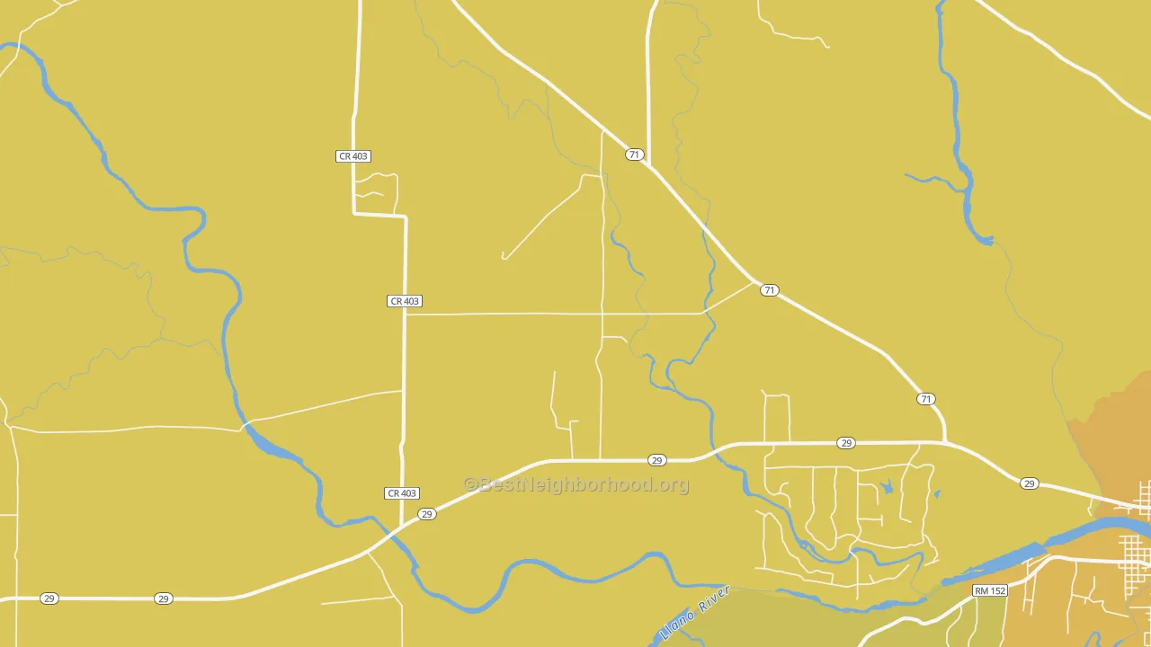 Map of the best neighborhoods in the Valley Spring area, with better matches in green and worse matches in red