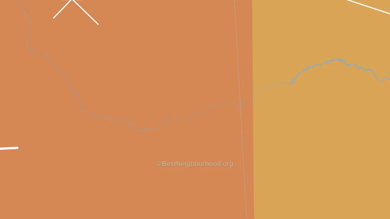 Map of the best neighborhoods in the Valley Wells area, with better matches in green and worse matches in red