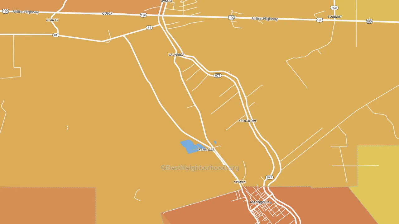 Map of the best neighborhoods in the Valverda area, with better matches in green and worse matches in red