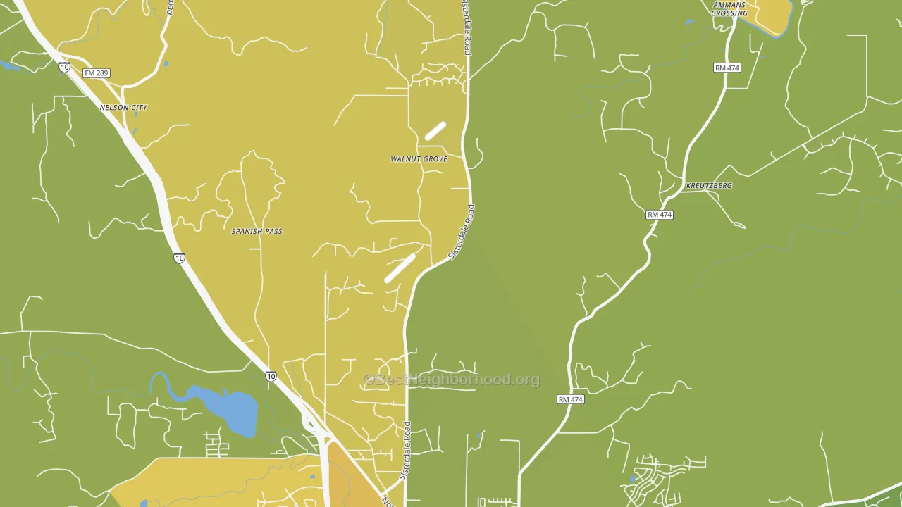 Map of the best neighborhoods in the Van Raub area, with better matches in green and worse matches in red