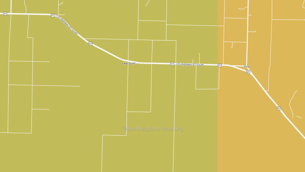 Map of the best neighborhoods in the Vancourt area, with better matches in green and worse matches in red