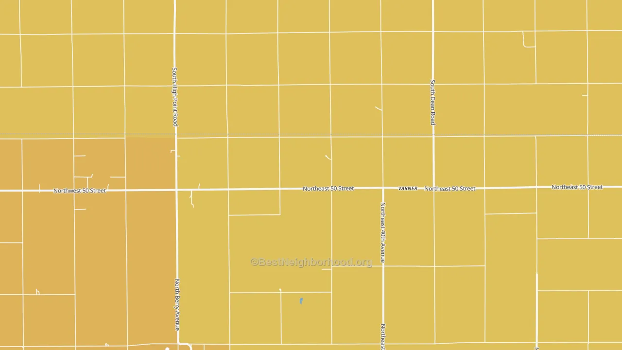 Map of the best neighborhoods in the Varner area, with better matches in green and worse matches in red