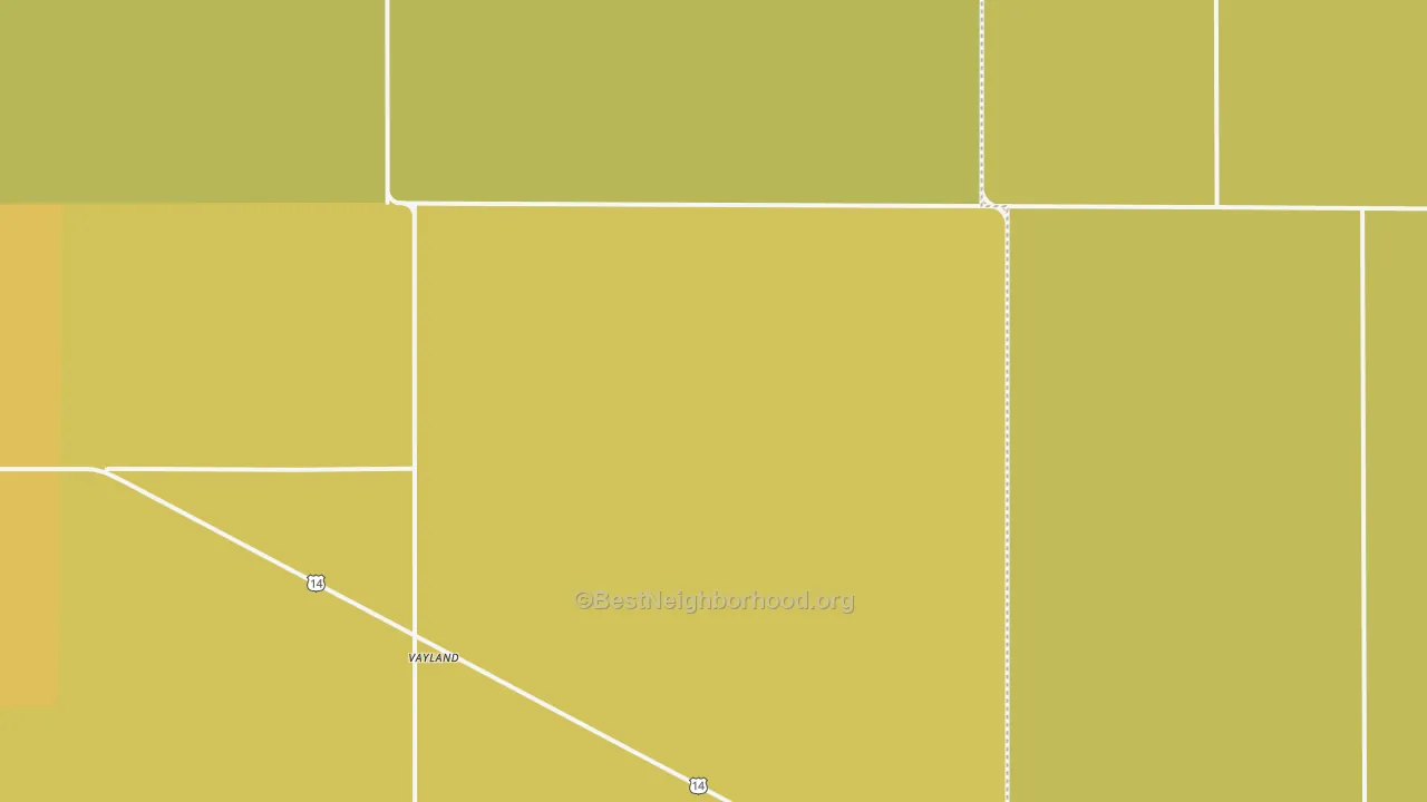 Map of the best neighborhoods in the Vayland area, with better matches in green and worse matches in red