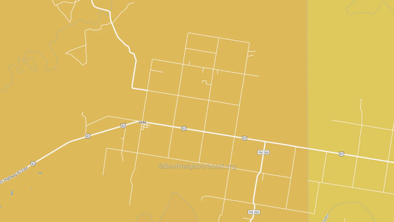 Map of the best neighborhoods in the Vera area, with better matches in green and worse matches in red