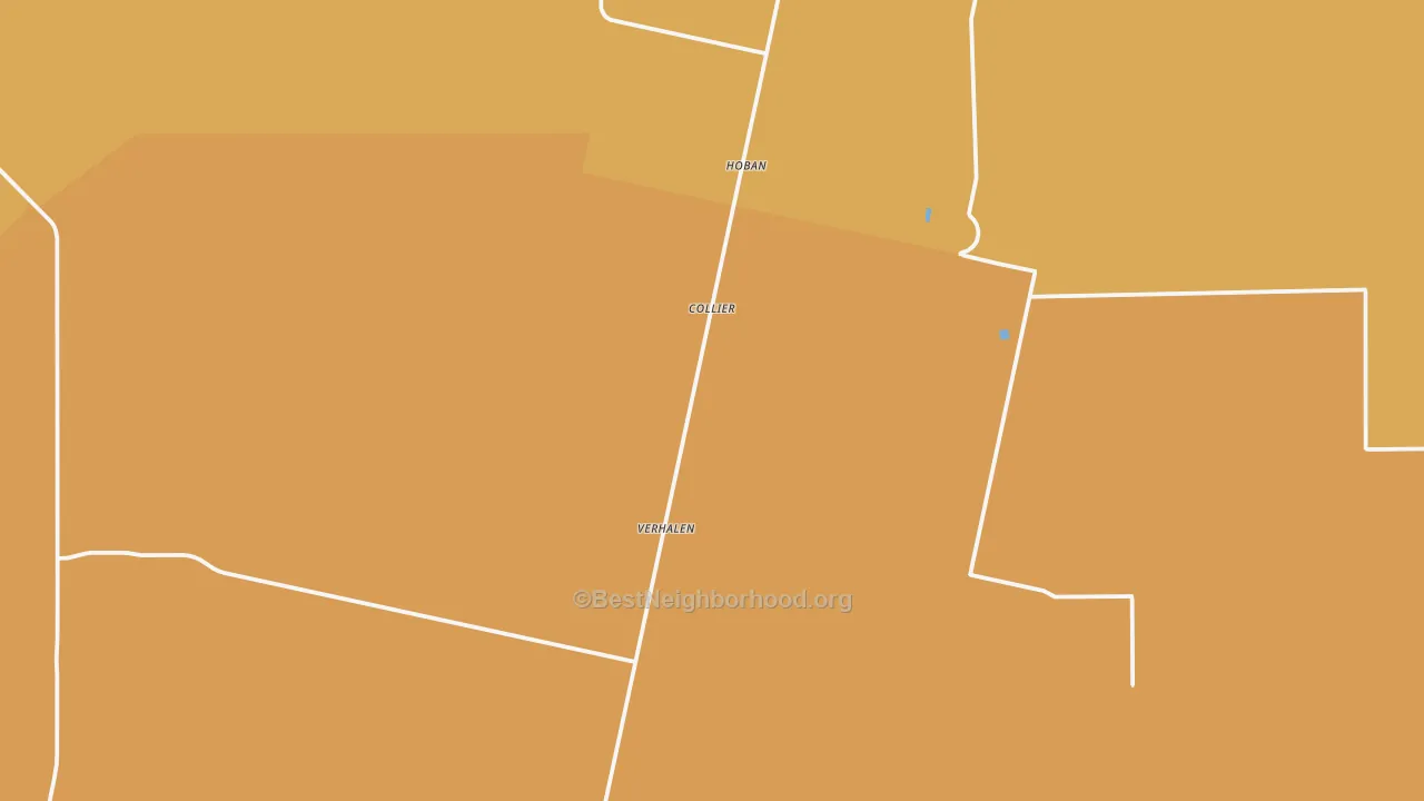 Map of the best neighborhoods in the Verhalen area, with better matches in green and worse matches in red