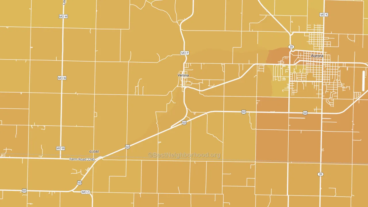 Map of the best neighborhoods in the Verona area, with better matches in green and worse matches in red