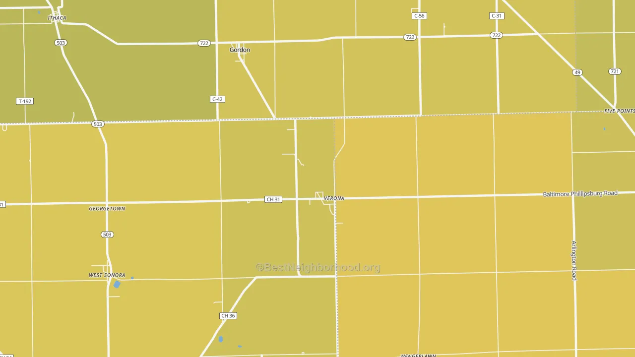 Map of the best neighborhoods in the Verona area, with better matches in green and worse matches in red