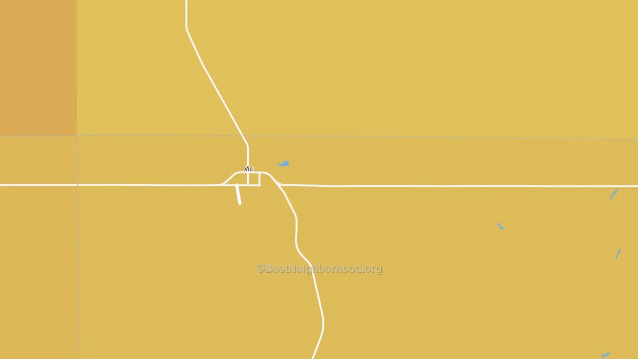 Map of the best neighborhoods in the Vici area, with better matches in green and worse matches in red