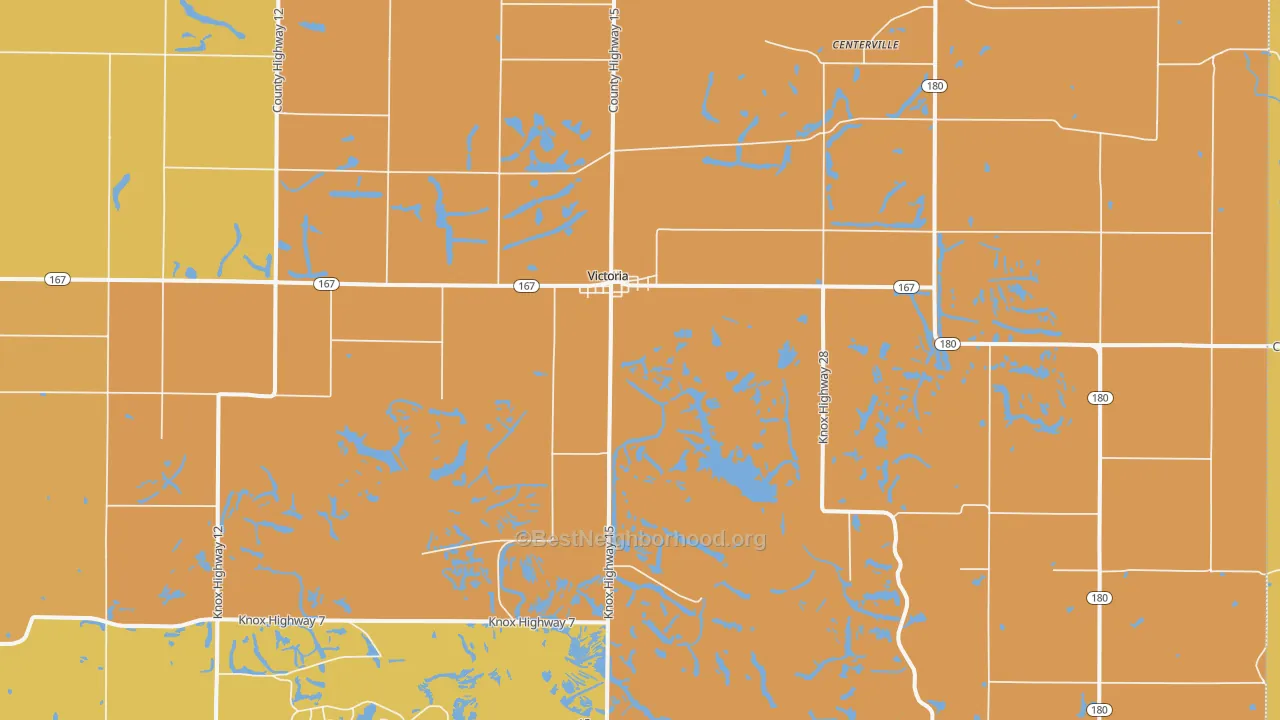 Map of the best neighborhoods in the Victoria area, with better matches in green and worse matches in red