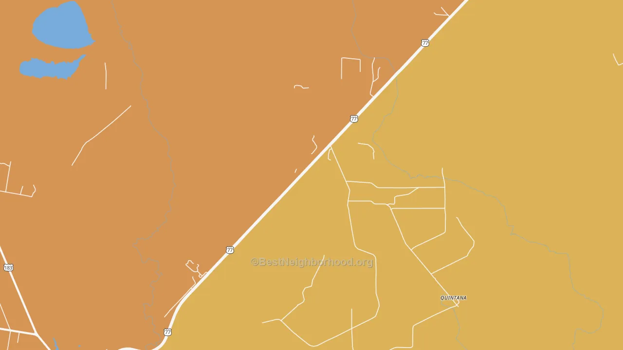 Map of the best neighborhoods in the Vidaurri area, with better matches in green and worse matches in red
