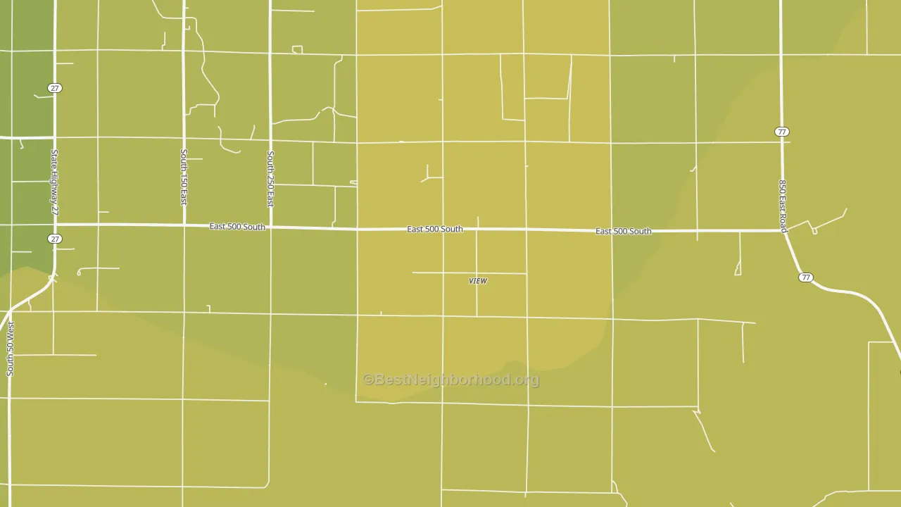 Map of the best neighborhoods in the View area, with better matches in green and worse matches in red