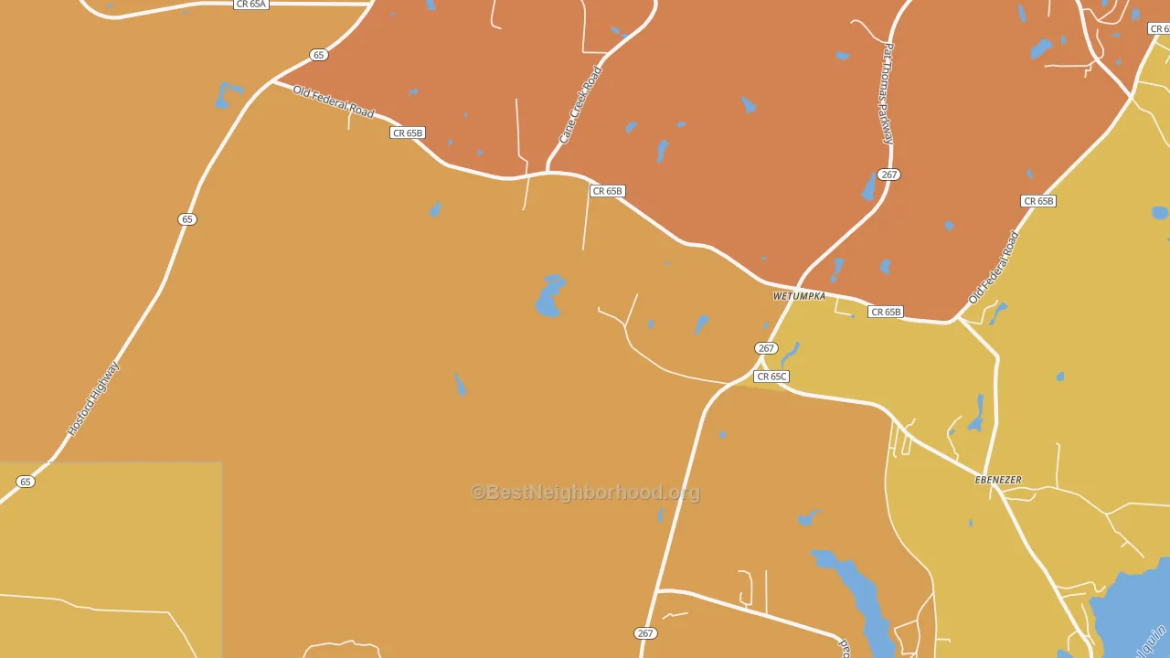 Map of the best neighborhoods in the Vilas area, with better matches in green and worse matches in red