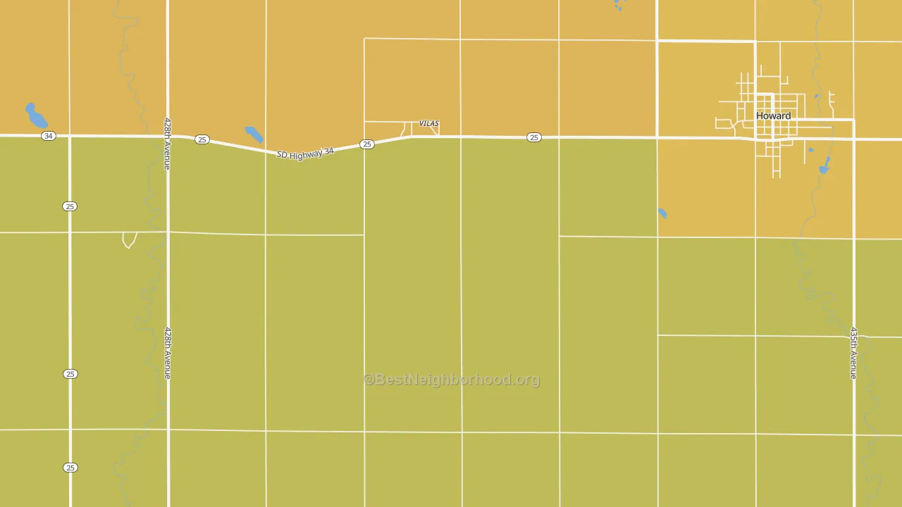 Map of the best neighborhoods in the Vilas area, with better matches in green and worse matches in red