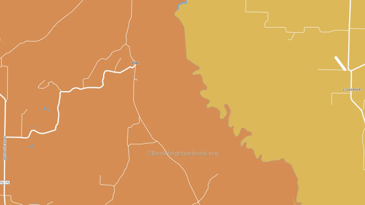 Map of the best neighborhoods in the Vildo area, with better matches in green and worse matches in red