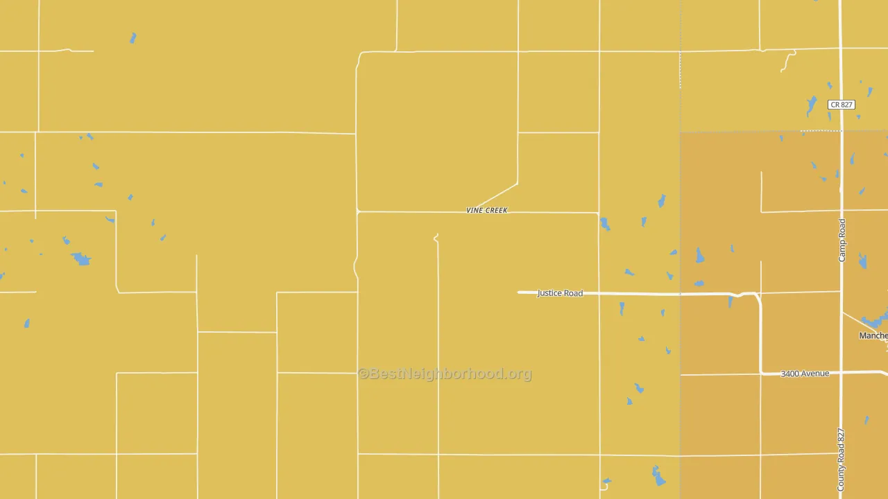 Map of the best neighborhoods in the Vine Creek area, with better matches in green and worse matches in red