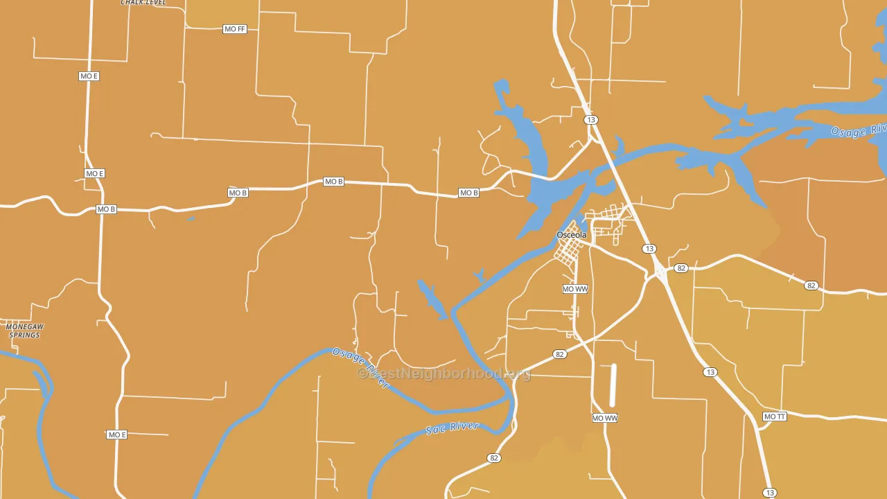 Map of the best neighborhoods in the Vista area, with better matches in green and worse matches in red