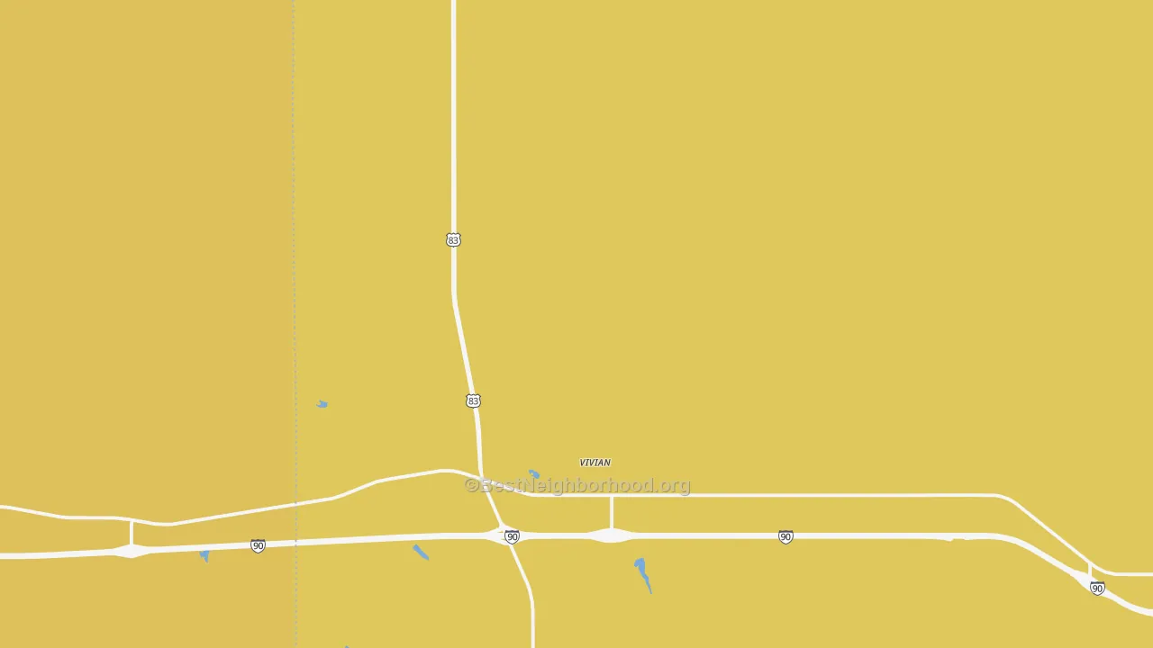 Map of the best neighborhoods in the Vivian area, with better matches in green and worse matches in red