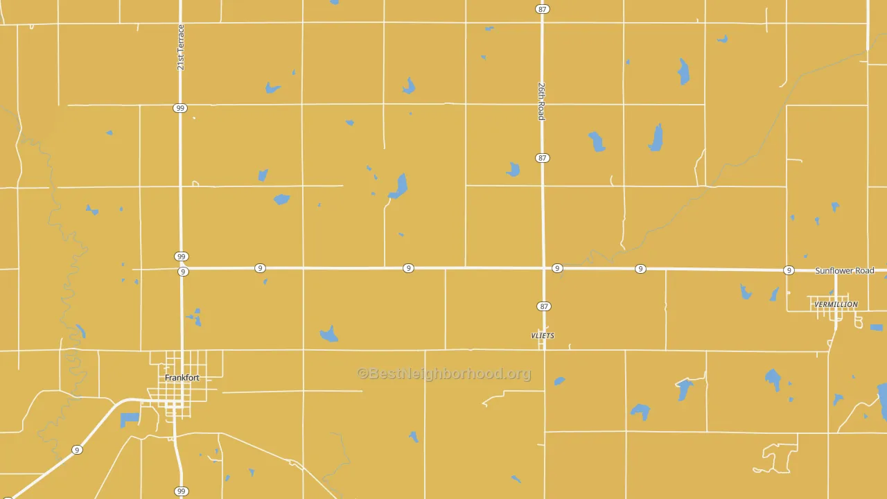 Map of the best neighborhoods in the Vliets area, with better matches in green and worse matches in red