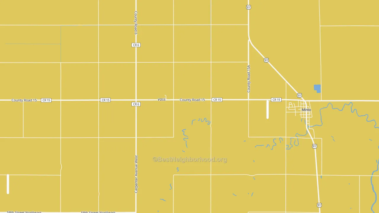 Map of the best neighborhoods in the Voss area, with better matches in green and worse matches in red