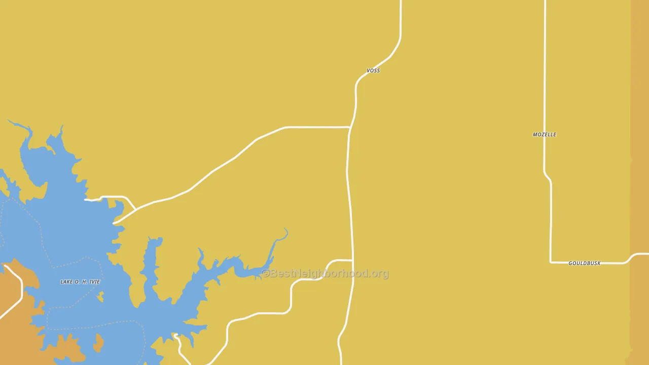 Map of the best neighborhoods in the Voss area, with better matches in green and worse matches in red