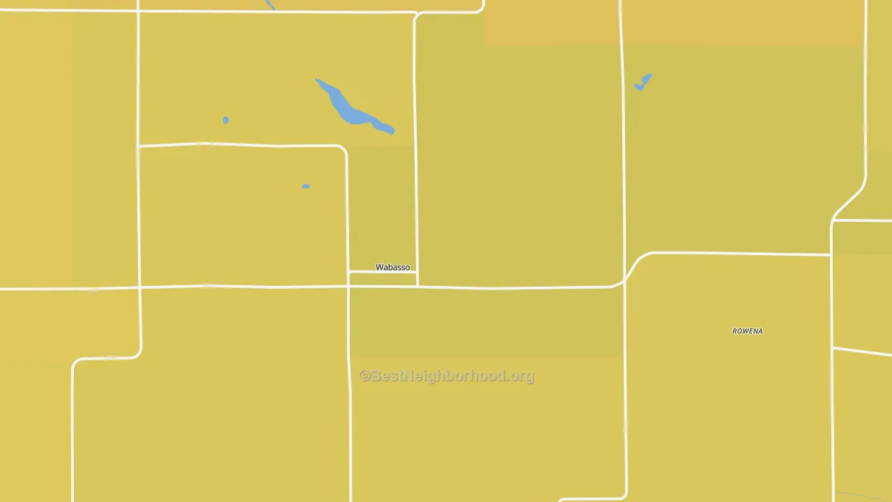 Map of the best neighborhoods in the Wabasso area, with better matches in green and worse matches in red