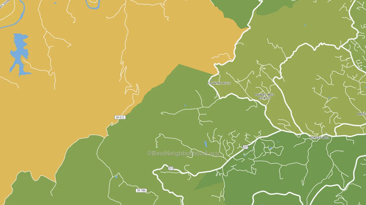 Map of the best neighborhoods in the Wabun area, with better matches in green and worse matches in red