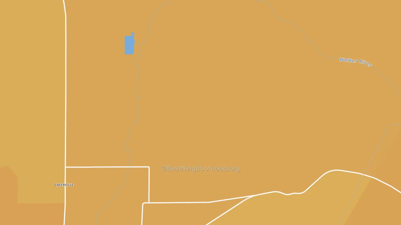 Map of the best neighborhoods in the Wabuska area, with better matches in green and worse matches in red