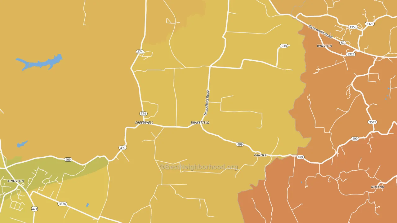 Map of the best neighborhoods in the Waco area, with better matches in green and worse matches in red