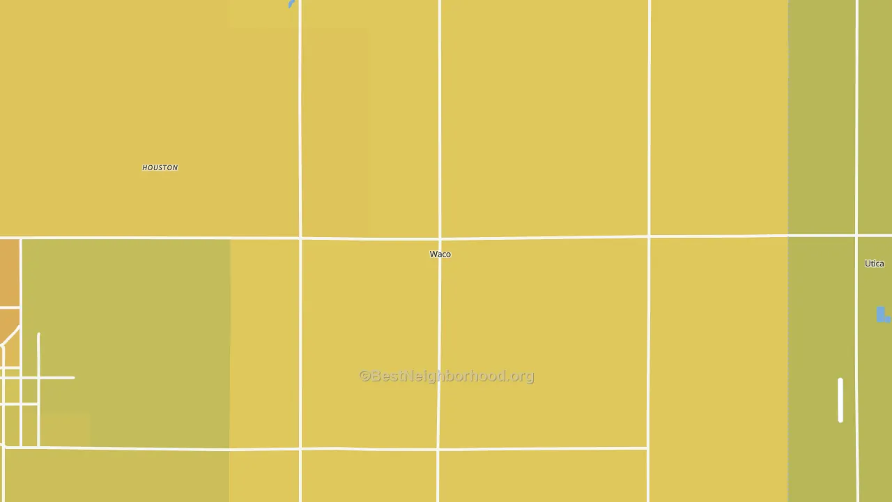 Map of the best neighborhoods in the Waco area, with better matches in green and worse matches in red