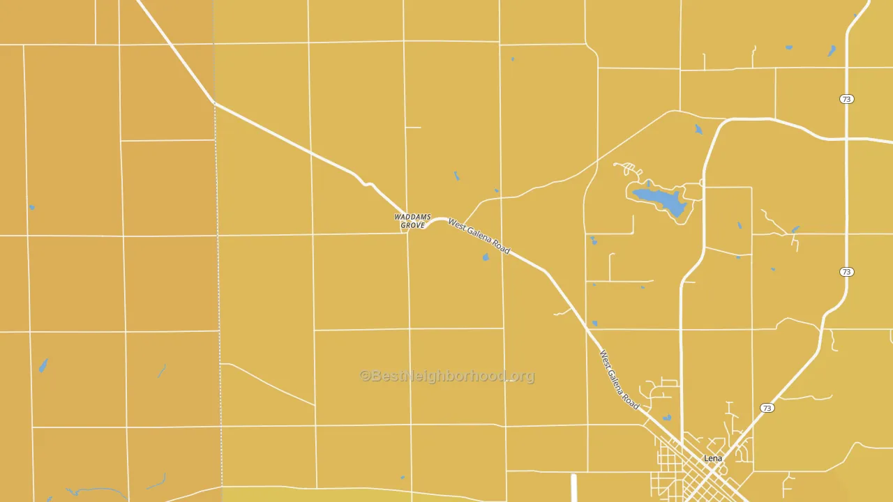 Map of the best neighborhoods in the Waddams Grove area, with better matches in green and worse matches in red