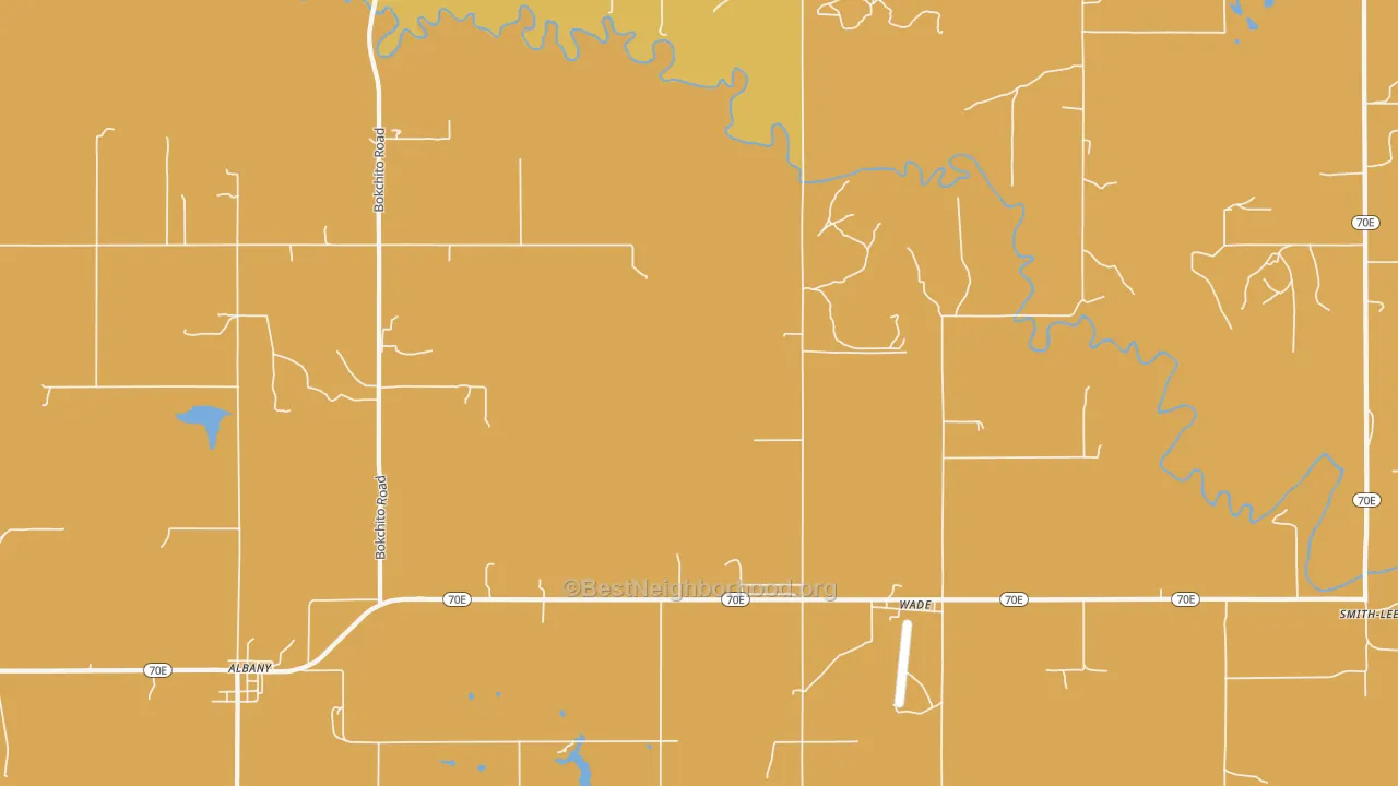 Map of the best neighborhoods in the Wade area, with better matches in green and worse matches in red
