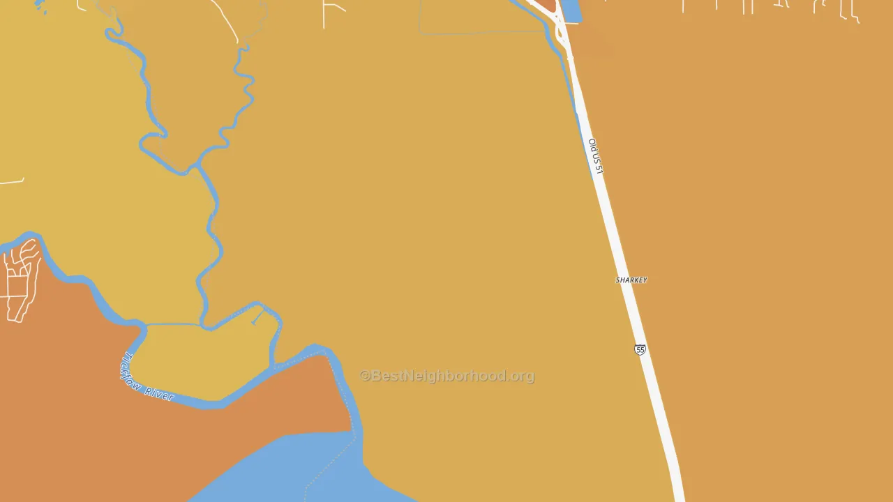 Map of the best neighborhoods in the Wadesboro area, with better matches in green and worse matches in red