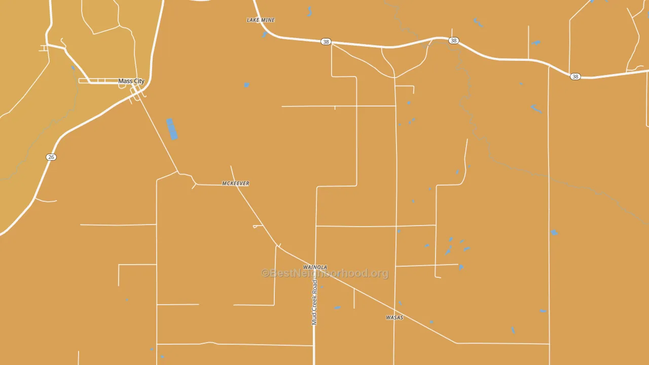 Map of the best neighborhoods in the Wainola area, with better matches in green and worse matches in red