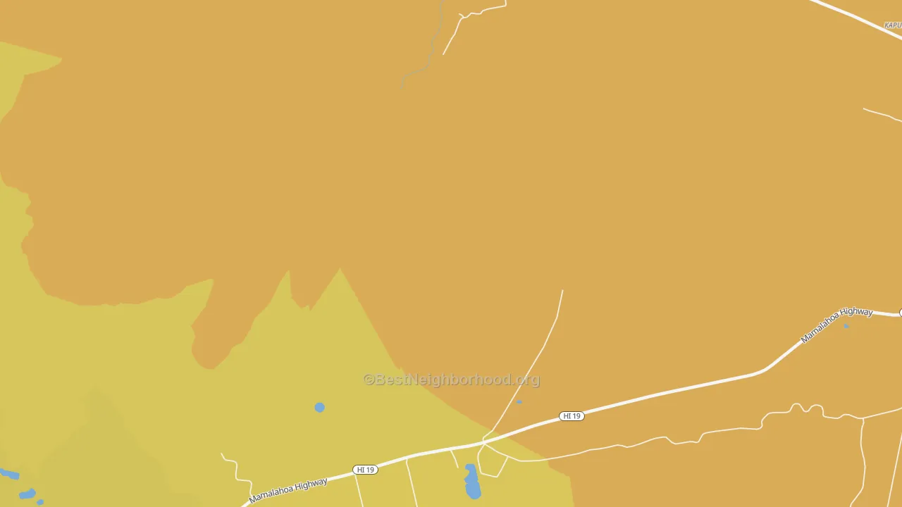 Map of the best neighborhoods in the Waipio area, with better matches in green and worse matches in red