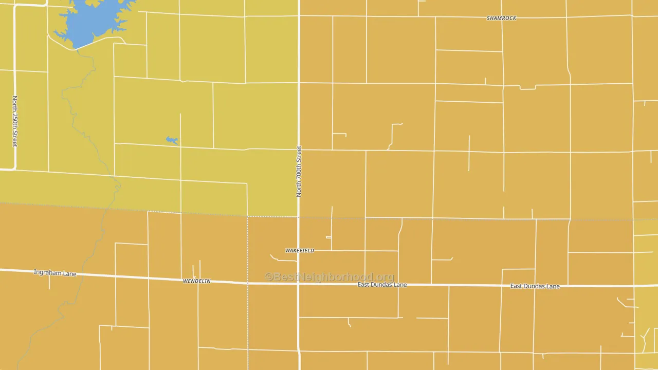 Map of the best neighborhoods in the Wakefield area, with better matches in green and worse matches in red