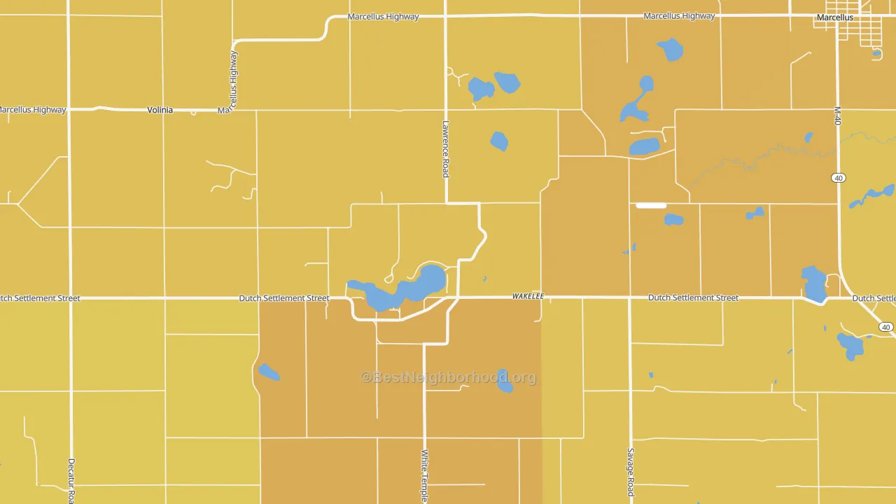 Map of the best neighborhoods in the Wakelee area, with better matches in green and worse matches in red